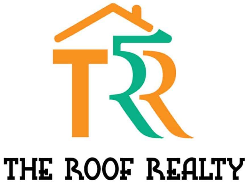 The Roof Realty Sdn Bhd Logo - Orange graphic with 'TRR' under a house roof with a green first R, under which the company name is spelt out in a blocky black serif font
